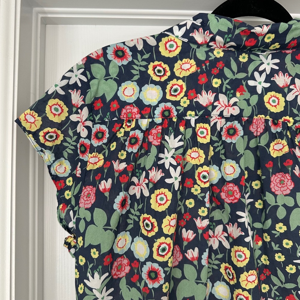 Cat's Pajamas Swiss Meadow Voile Cotton Floral Button Down Sleep Top Size Large - Picture 9 of 11